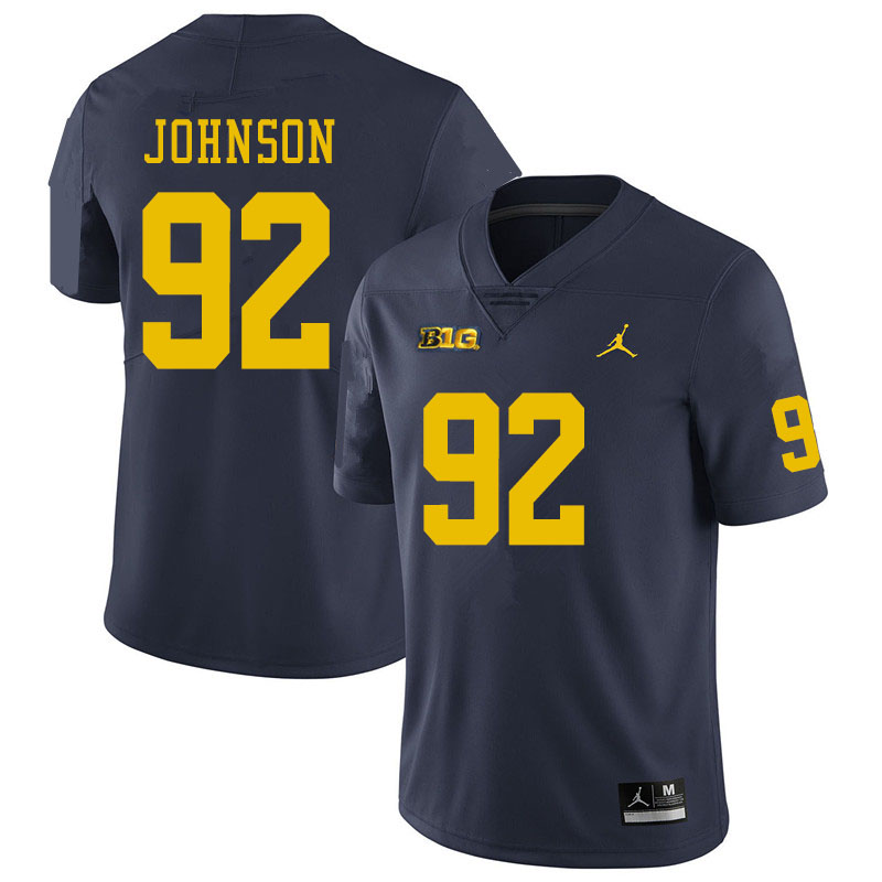 Men #92 Ron Johnson Michigan Wolverines College Football Jerseys Sale-Navy